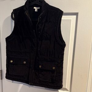 Charter Club Black Quilted Vest- corduroy